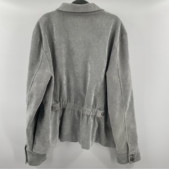 Christopher & Banks Grey Corduroy Long Sleeve Button Up Fitted Jacket Blazer - Picture 8 of 15